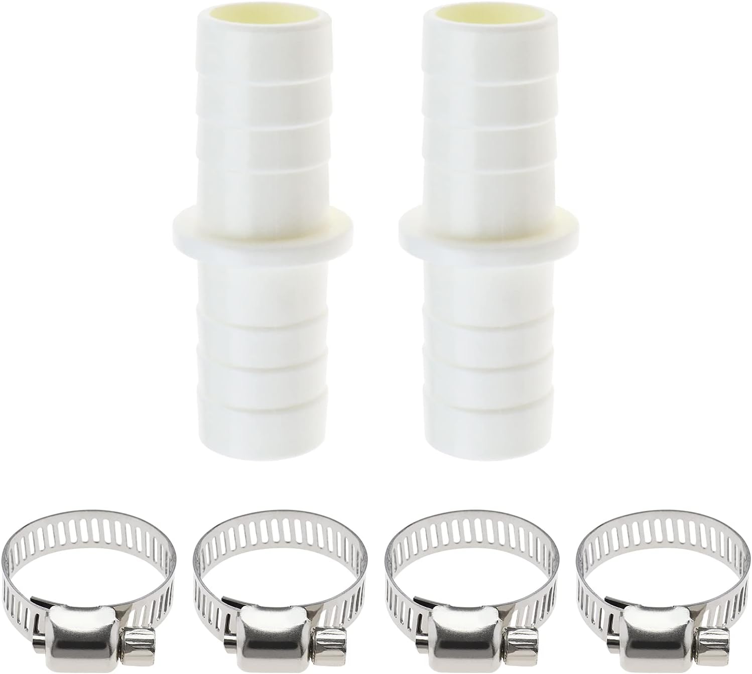 Sollbry 2pcs Connecteurs De Tuyau De Vidange Pour Machine À Laver Adaptateur D'Extension De Tuyau En Plastique Avec 4pcs Colliers De Serrage Pour Tuyau D'Eau Lave-vaisselle De Machine À Laver