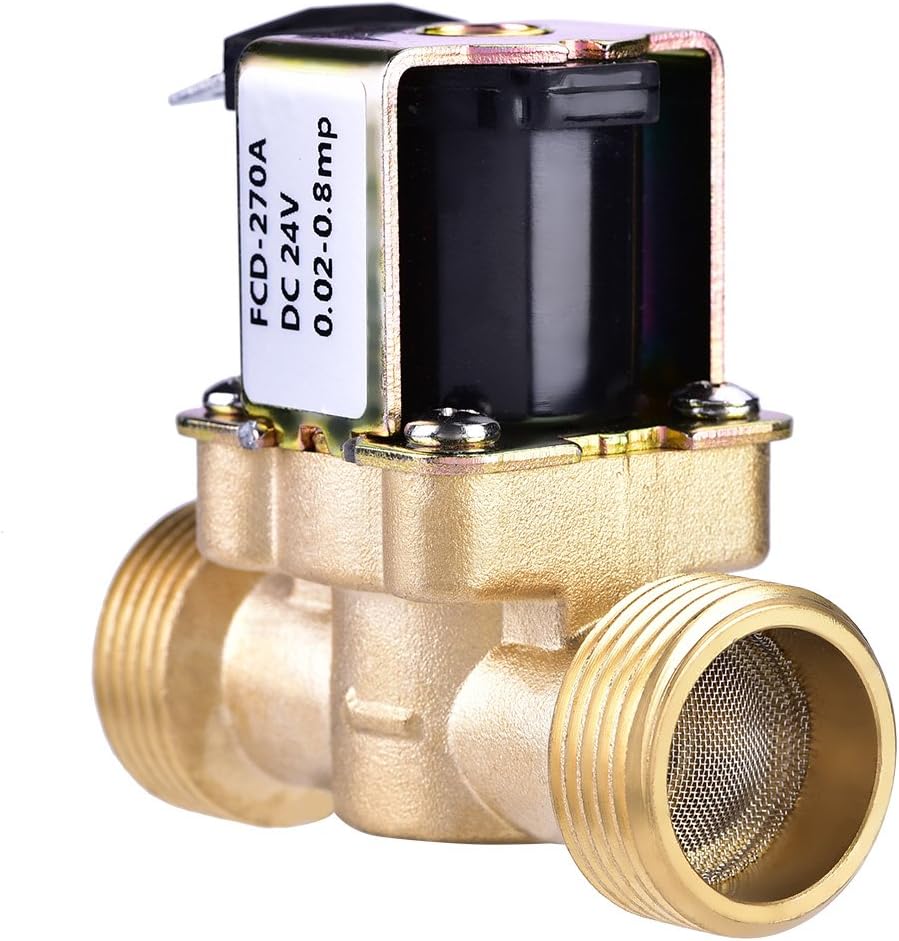 Sollbry Électrovanne D'Eau, 3/4" Dc 24v Nc Normalement Fermé Laiton Électrovanne D'Entrée Magnétique Électrique Vanne De Régulation De Pression À Débit Constant Pour Distribution D'Eau Irrigation Par