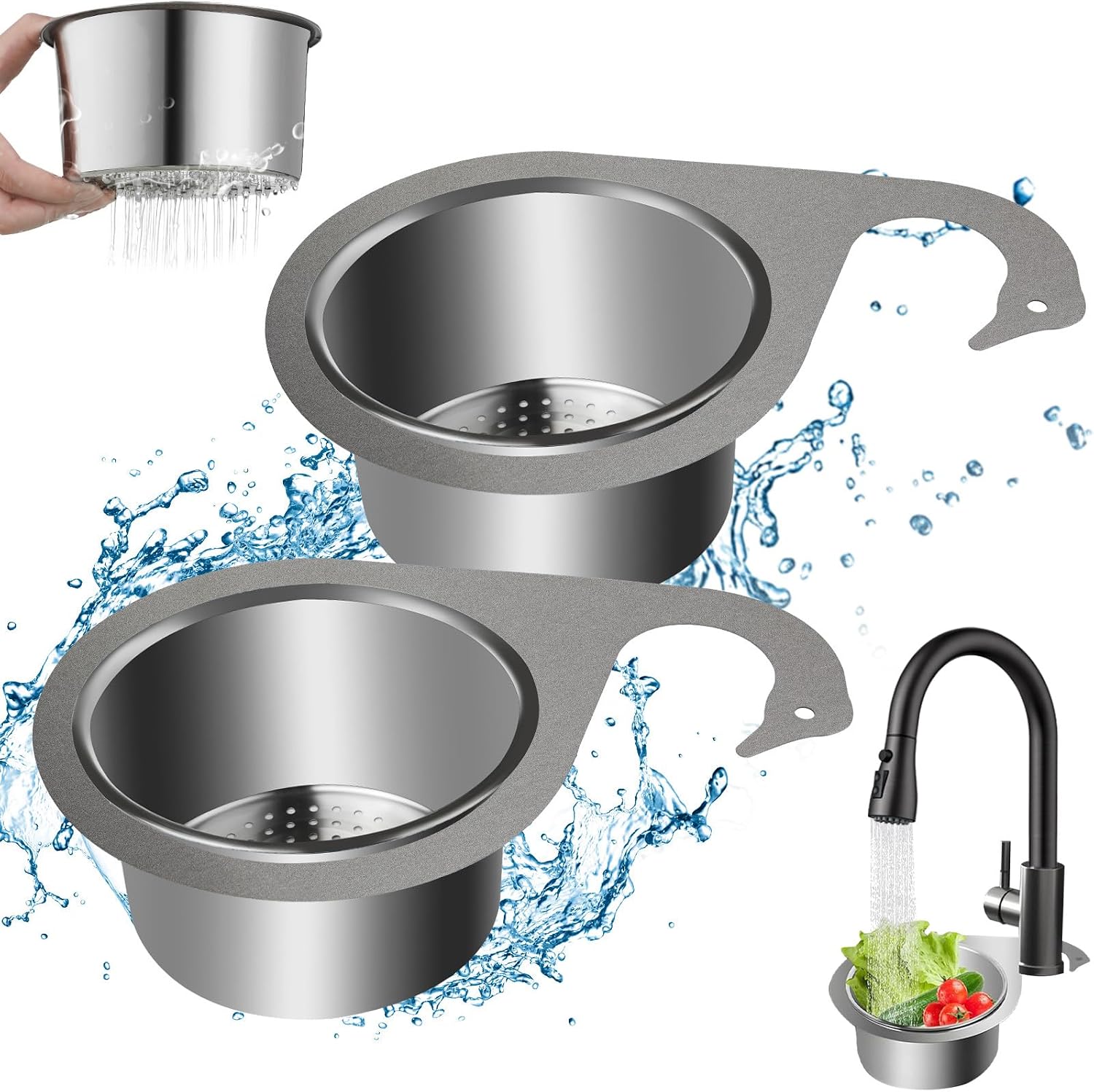 Sollbry Panier Crépine D'Évier Cygne En Acier Inoxydable 2 Pcs