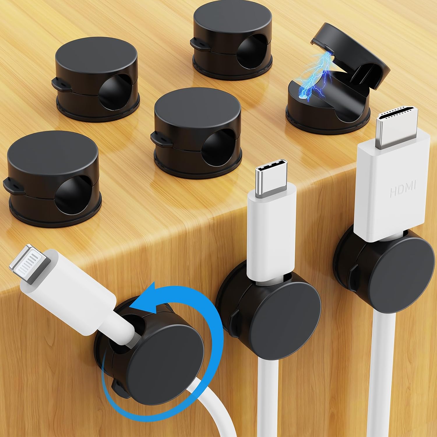 Sollbry 8 Pièces Clips Câble, Organisateur Câble Magnetique, Auto-adhésifs