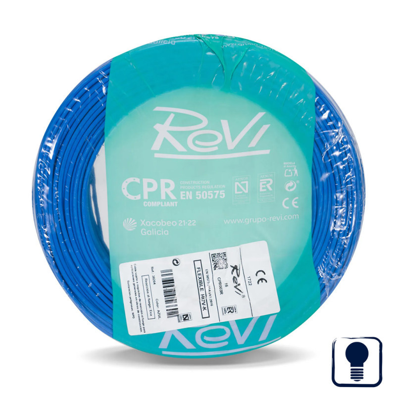 1,5 Mm² Blaues Elektrokabel, 200 M Flexibles Pvc-kabel Beleuchtungskabel