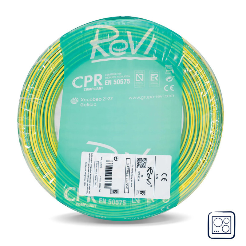 6 Mm² Grün/gelbes Elektrokabel 50 M Pvc-draht Elektrokabel