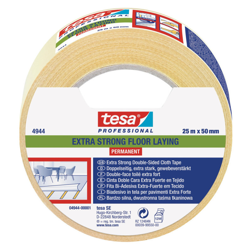 Extra Starkes Doppelseitiges Klebeband Breite 50 Mm, Länge 25 M