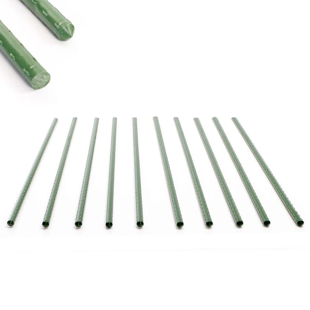 Toboli - 10x Pflanzstäbe grün 90 cm ø 11 mm Rankstäbe aus Metall und Kunststoff, Pflanzstangen für Tomaten und Kletterpflanzen