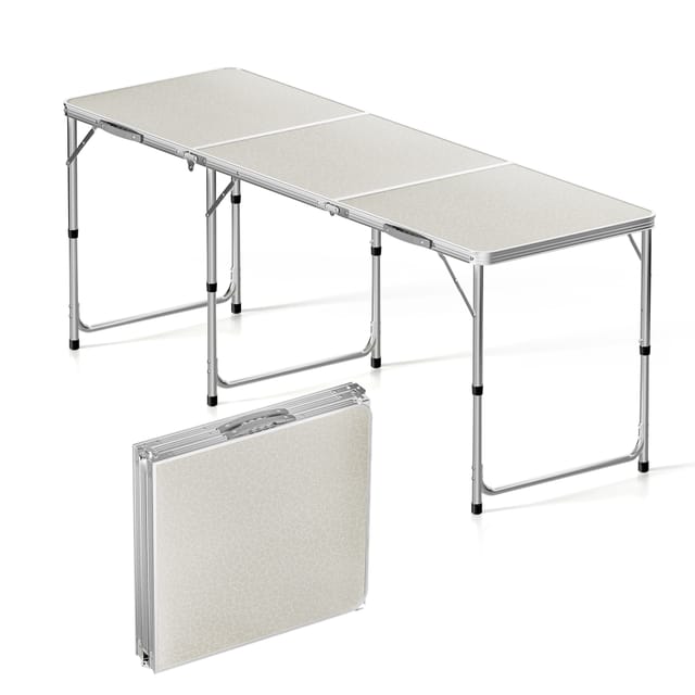 Campingtisch klappbar 180x60x70cm höhenverstellbar 54/61/70cm Klapptisch Aluminiumrahmen und Tischplatte aus mdf tragbarer Multifunktionstisch