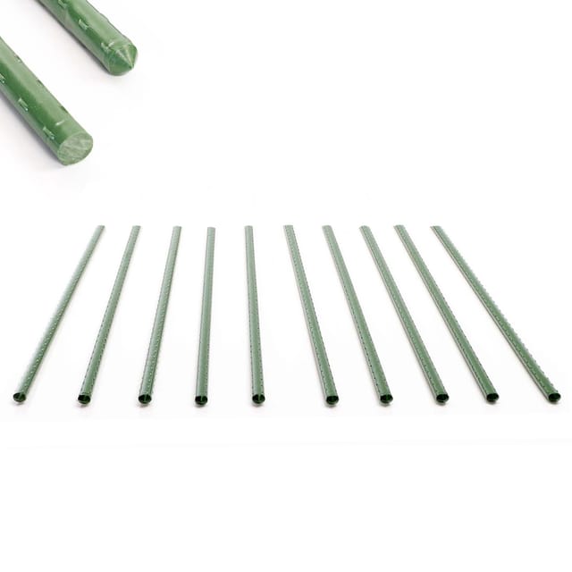 Toboli - 10x Pflanzstäbe grün 60 cm ø 8 mm Rankstäbe aus Metall und Kunststoff, Pflanzstangen für Tomaten und Kletterpflanzen