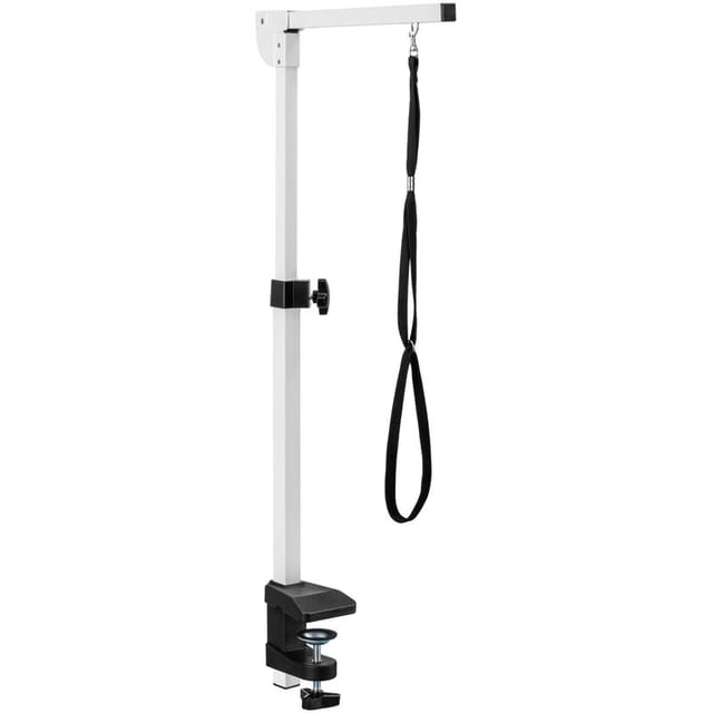 Halterung für Schertisch Galgen, höhenverstellbar, mit Schlaufe, Schraubklemme 15-50mm, für Trimmtisch, Groomer Tisch - Fudajo