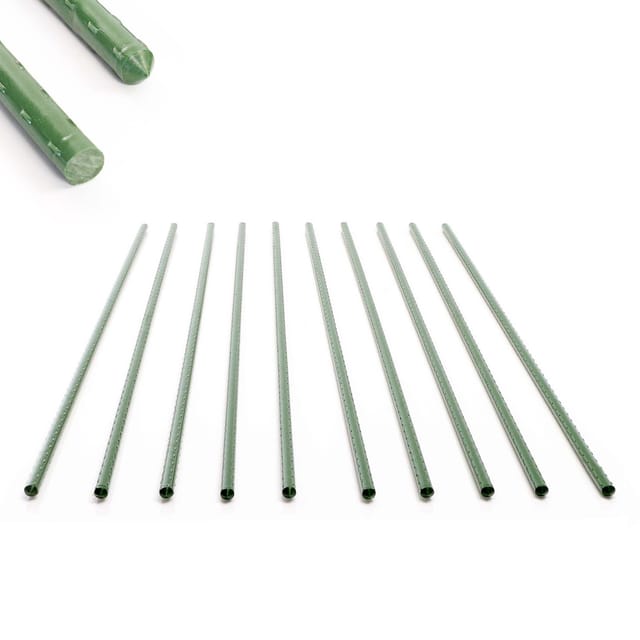 10x Pflanzstäbe grün 120 cm ø 11 mm Rankstäbe aus Metall und Kunststoff, Pflanzstangen für Tomaten und Kletterpflanzen - Toboli