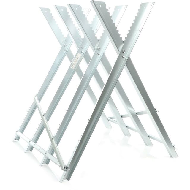 XPOtool Sägebock verzinkt klappbar, 81x82x80 cm, mit 4 Haltern und Zahnung, Holzschneidebock als Sägehilfe, bis 100 kg