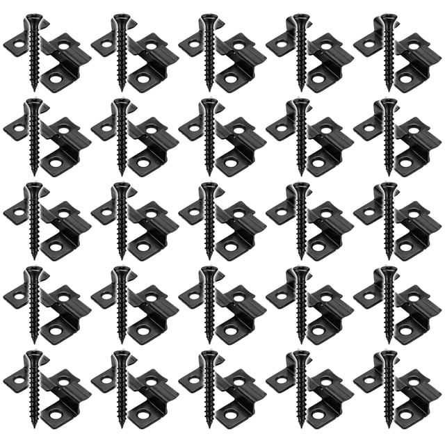 Xpotool - Set 50x Edelstahl Clips 8 mm, schwarz, 60x Sechsrund Schrauben 3,5x20 mm T15 zur Montage von Terrassendiele mit 8 mm Nut
