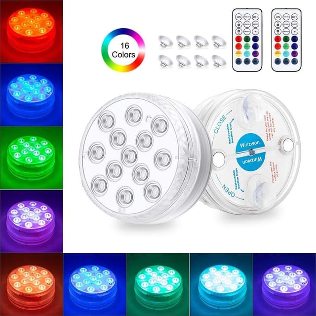 Mumu - Wasserdichtes Unterwasser-LED-Licht, IP68 Multi-Color Unterwasser-Pool-Lichter mit Fernbedienung Badewanne Lichter für Aquarium Badewanne Pool