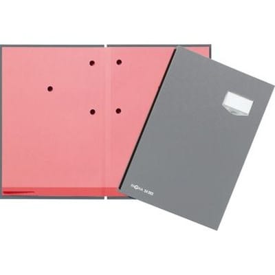 Unterschriftenmappe de Luxe din A4 Kunststoff grau rosa 20 Fächer