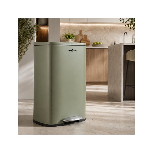 Maxcraft - Mülleimer / Treteimer mit Soft Close Deckel - 50 Liter in Grün