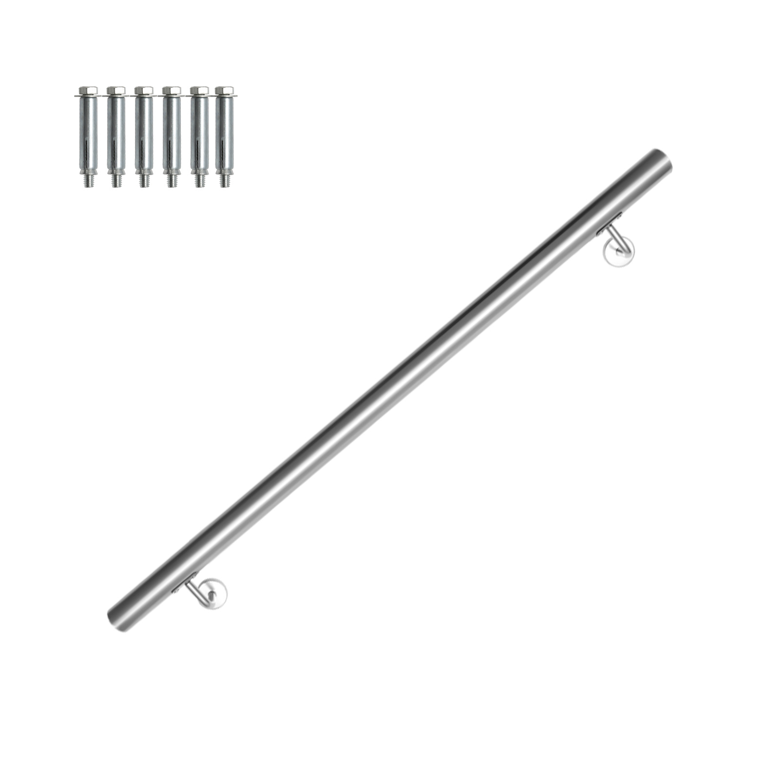 Tolletour Handlauf Edelstahl 100 Cm Ø42 Mm, 304 Edelstahl Treppengeländer Zur Wandmontage, Gebürstet Für Treppen Balkon Terrasse Innen Außen