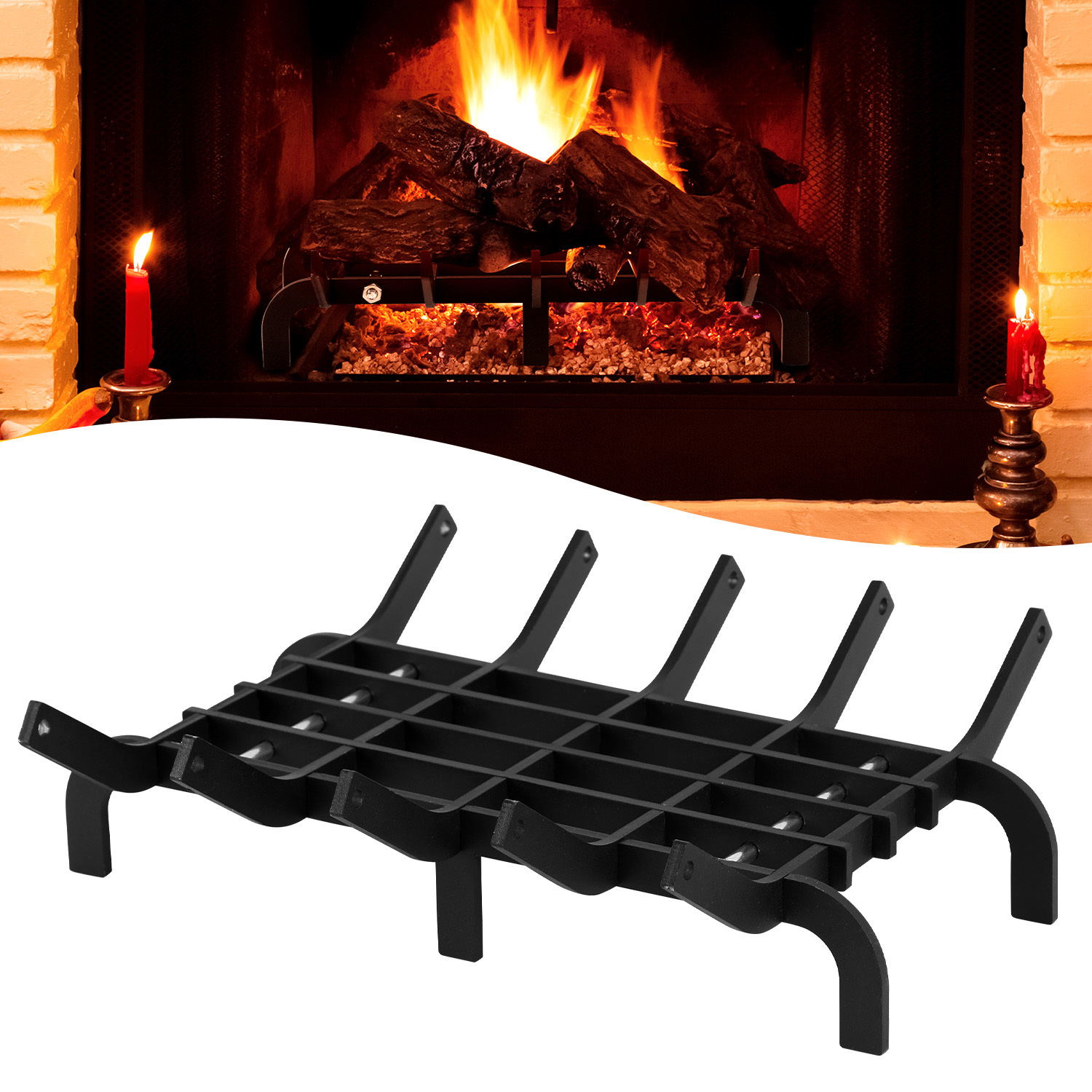 Tolletour Kaminrost Für Kamin Und Feuerstelle, 7 Mm Stahl, Hitzebeständig Und Stabil
