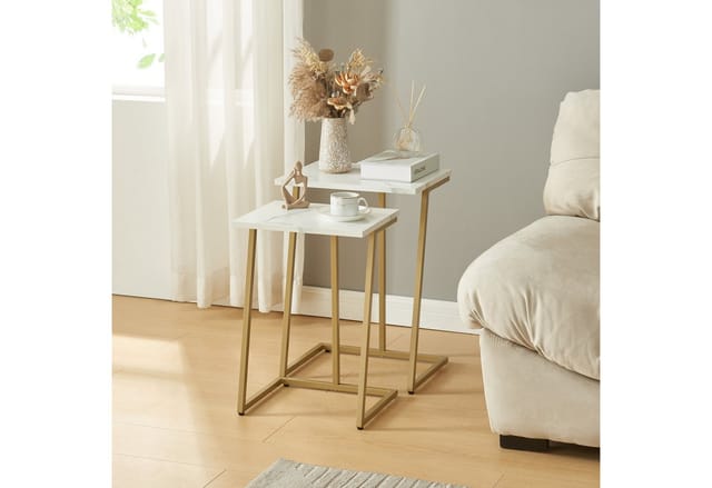 Satztisch Salem 2er Set Gold / Marmor, weiß [en.casa]