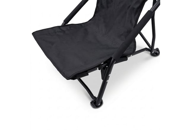 Strandstuhl schwarz klappbar mit Tragetasche - 59 x 58 cm - Klappstuhl klein für Strand und Garten - Stuhl faltbar für Festival Freizeit Angler