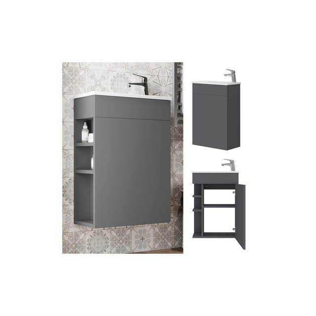 Vicco - Badmöbel-Set Amadeo, Anthrazit, 2 Teile, mit Waschbecken