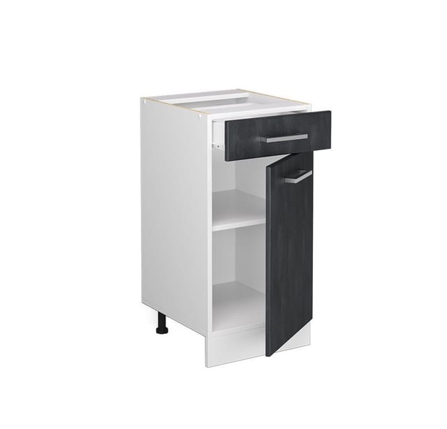 Vicco - Küchenunterschrank R-Line, Schwarz Beton, 40 cm ohne Arbeitsplatte