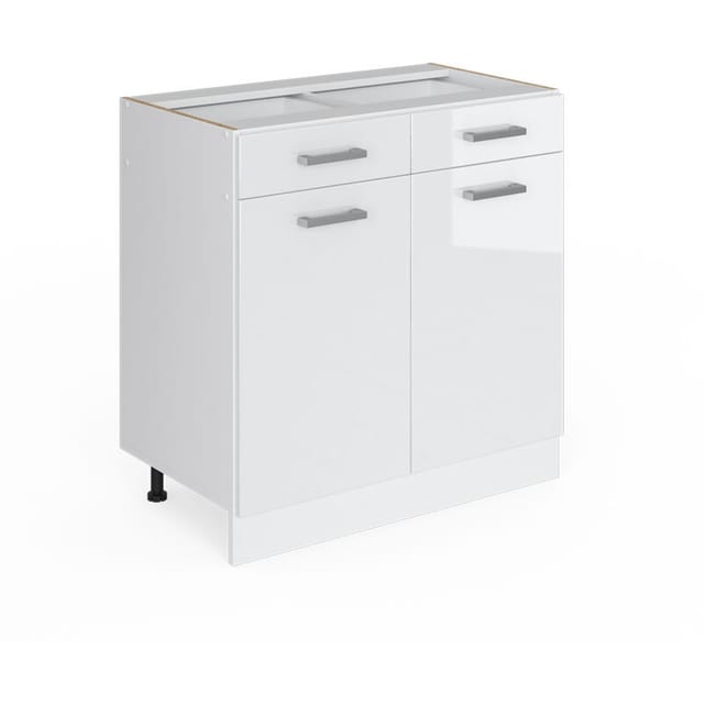 Unterschrank R-Line, Weiß Hochglanz, 80 cm mit Schubladen und Türen, ohne Arbeitsplatte Vicco