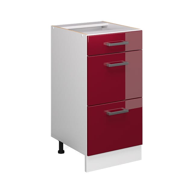 Unterschrank R-Line, Bordeaux Hochglanz, 40 cm mit Schubladen, ohne Arbeitsplatte Vicco