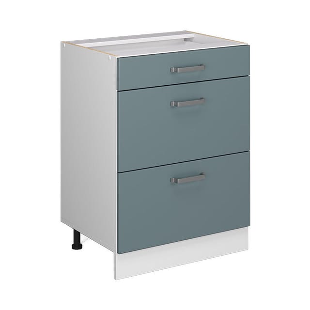 Vicco - Unterschrank R-Line, Blau-Grau, 60 cm mit Schubladen, ohne Arbeitsplatte