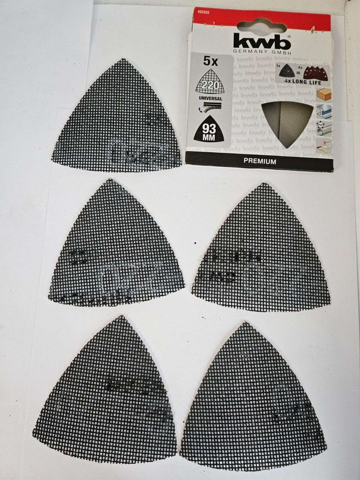 KWB Schleifgitter für Deltaschleifer 93 x 93 mm Körnung K220 / 5-tlg Bild 2