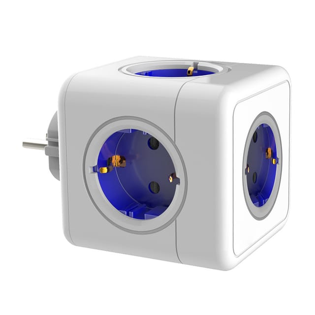 Würfel-Steckdosenleiste, 5-in-1-Mehrfachsteckdosenleiste mit 5 Wechselstromsteckdosen 3680 w für Zuhause, Büro (blau)