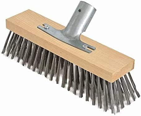 Stahlborstenbesen, 30 cm mit Metallstielhalterung - Ø 28 cm - Besenbürstenkopf - hochwertiger Buchenholzkörper