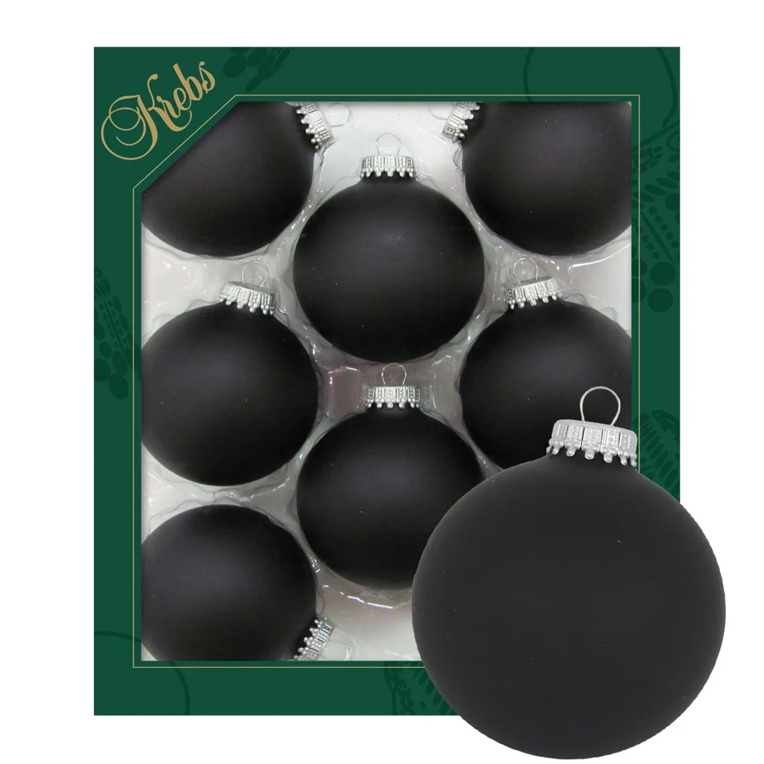 Krebs Glas Lauscha Weihnachtskugeln Uni-Design Tabea Schwarz 7cm