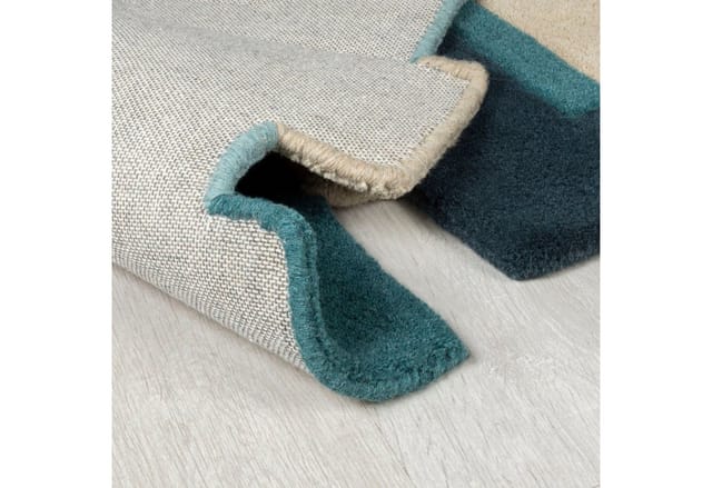 Flair Rugs Wollteppich Collage 150 cm x 240 cm Blau-Beige