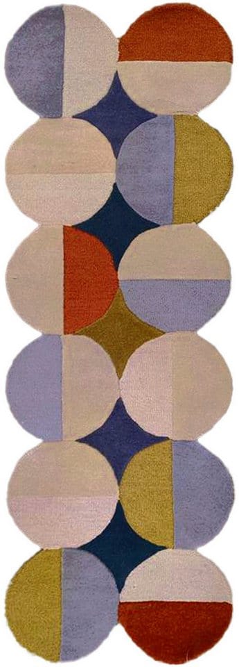 Flair Rugs Wollteppich Mia Ellipse 80 cm x 230 cm Blau-Mix