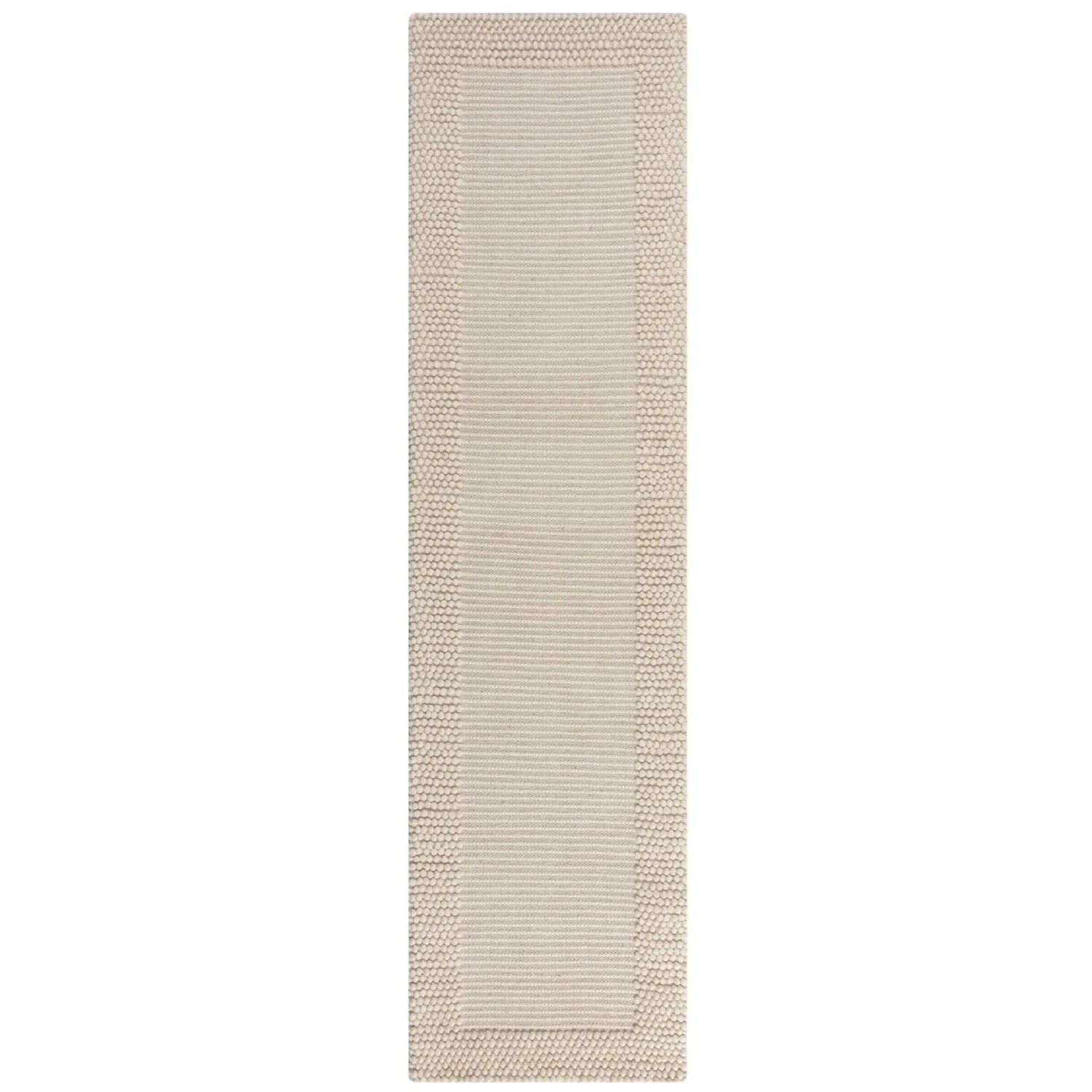 Flair Rugs Wollteppich Bobble Border 60 cm x 230 cm Elfenbein