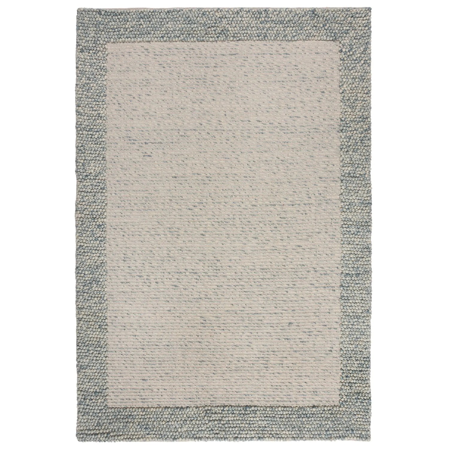 Flair Rugs Wollteppich Bobble Border 160 cm x 230 cm Blau