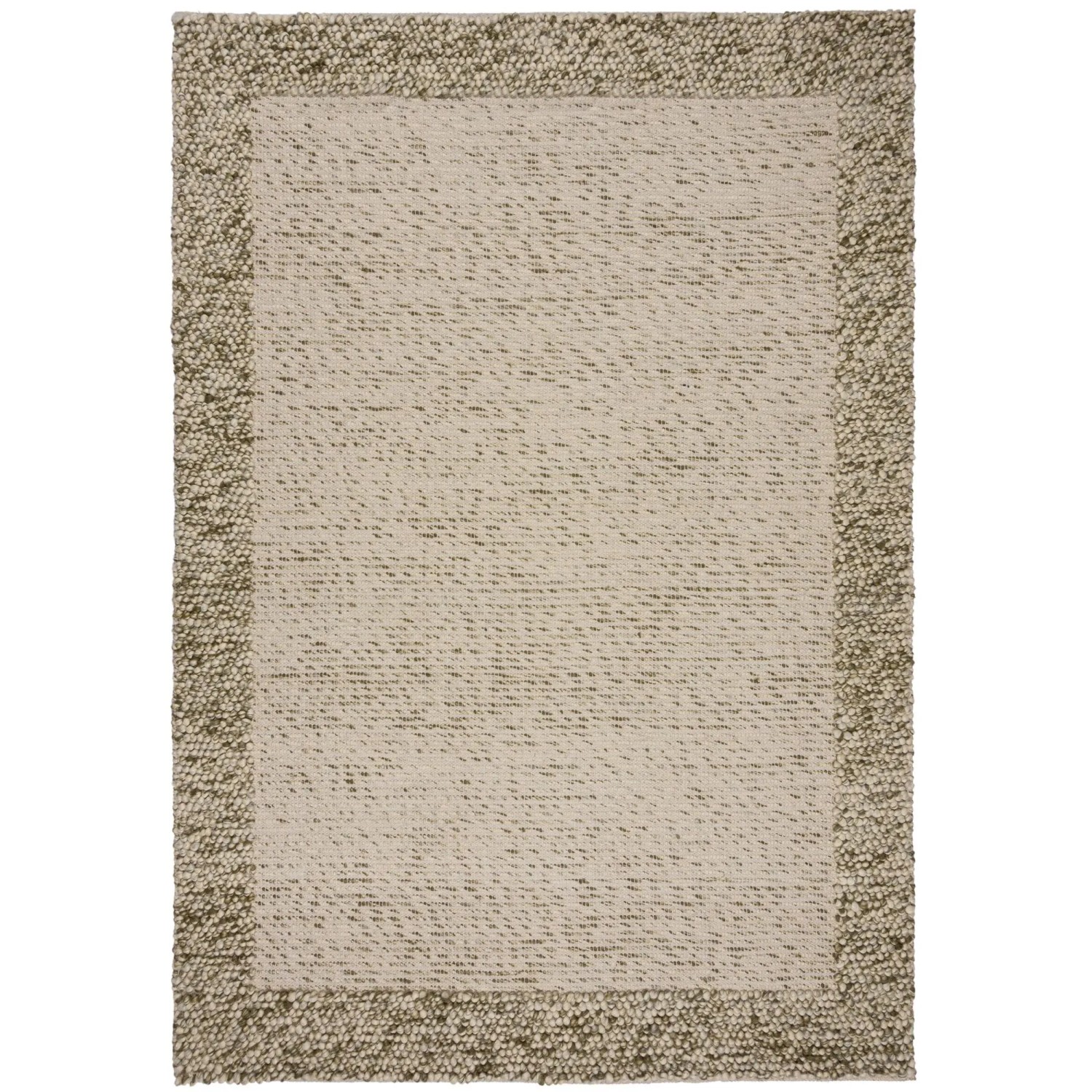 Flair Rugs Wollteppich Bobble Border 200 cm x 290 cm Grün