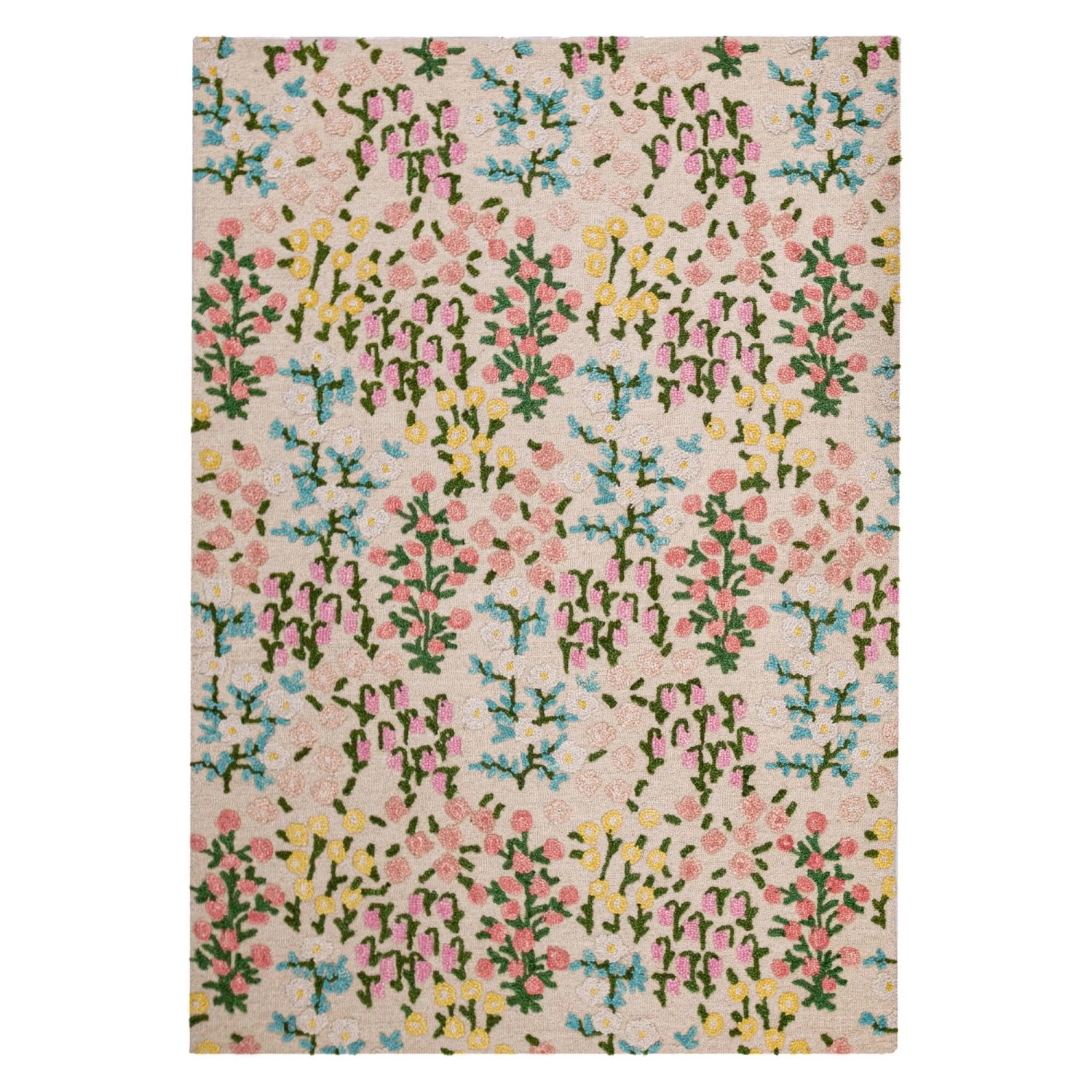Flair Rugs Wollteppich Emilia Floral 120 cm x 170 cm Elfenbein