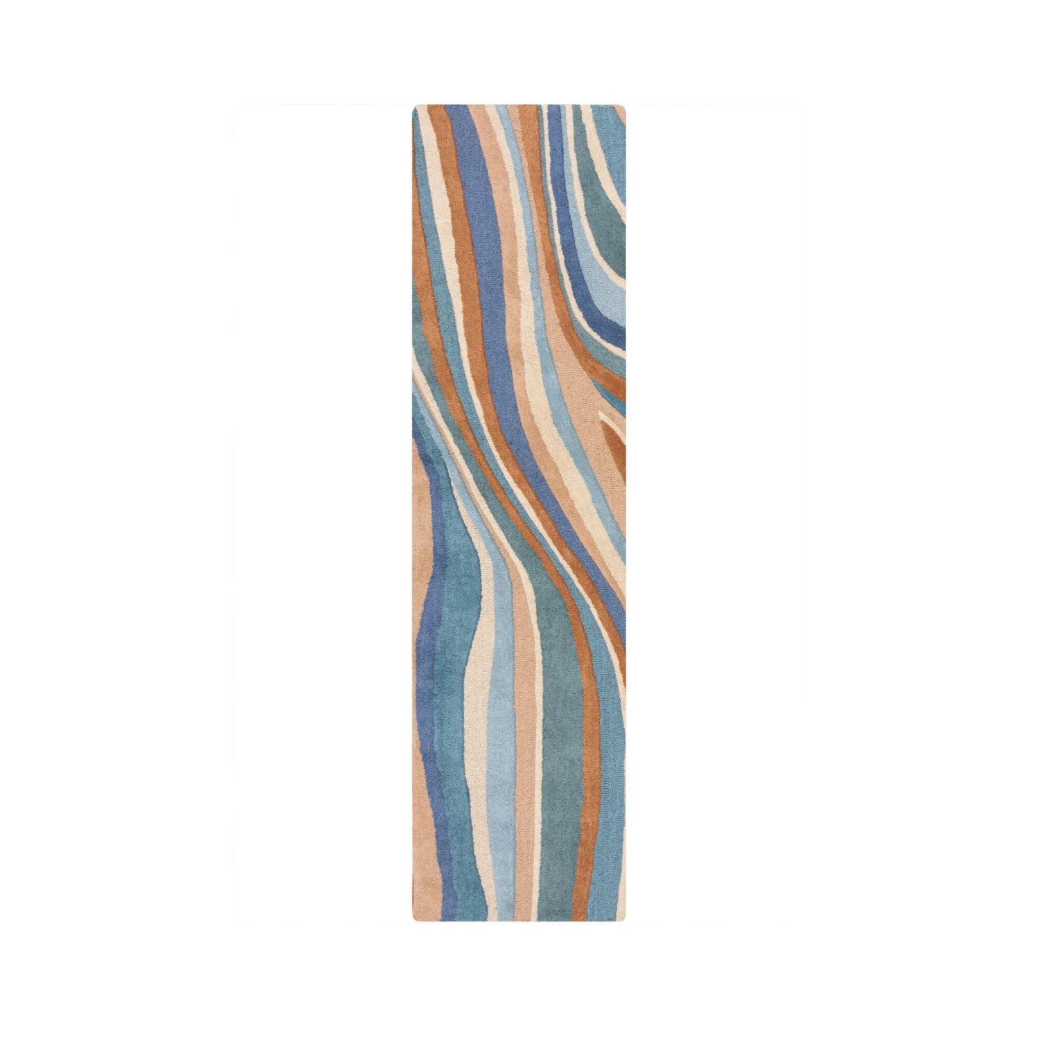 Flair Rugs Wollteppich Abstract Flow 60 cm x 230 cm Blau-Beige