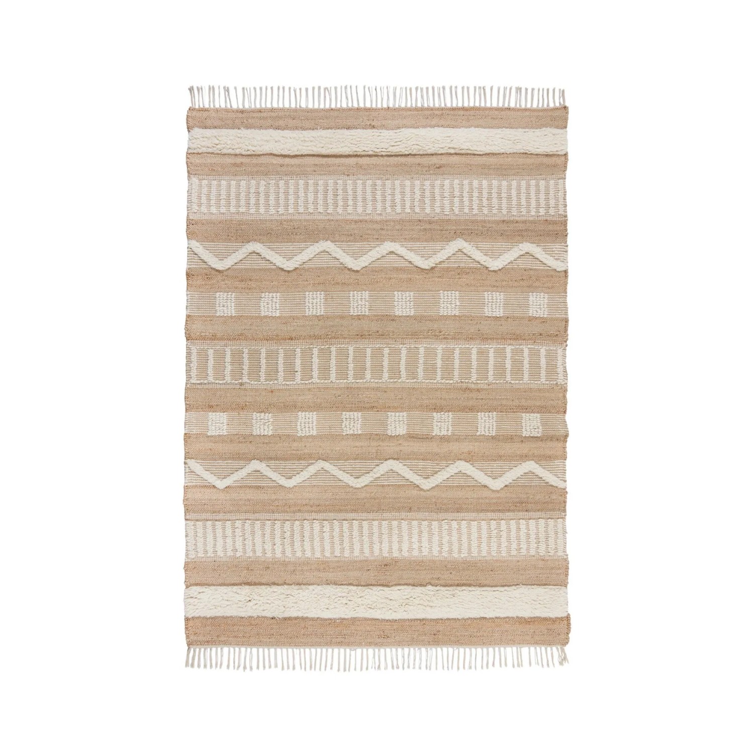 Flair Rugs Hochflorteppich Medina Jute 120 cm x 170 cm Elfenbein