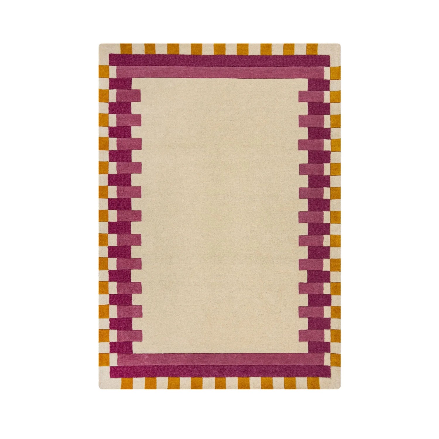 Flair Rugs Wollteppich Kai Wool Border 160 cm x 230 cm Beige-Rosa