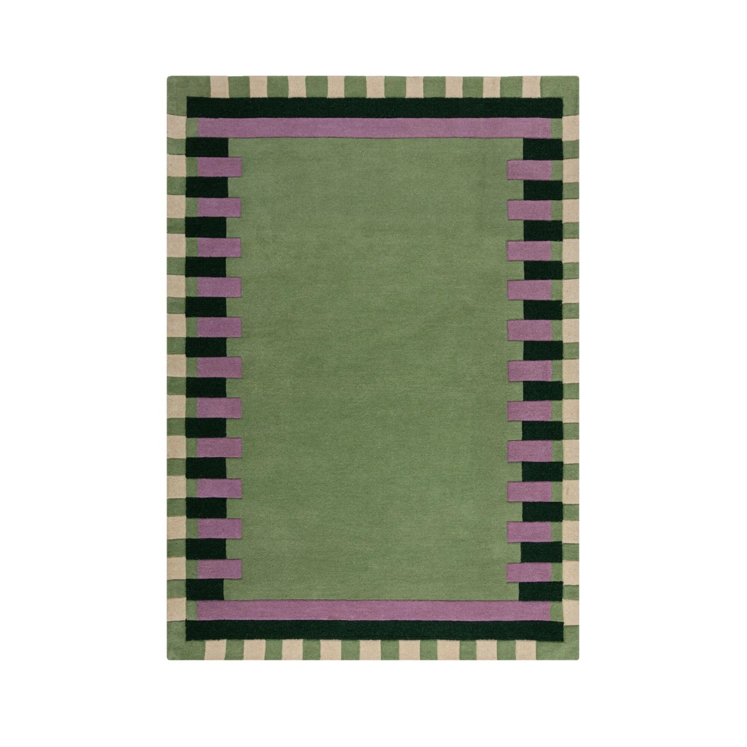 Flair Rugs Wollteppich Kai Wool Border 120 cm x 170 cm Grün