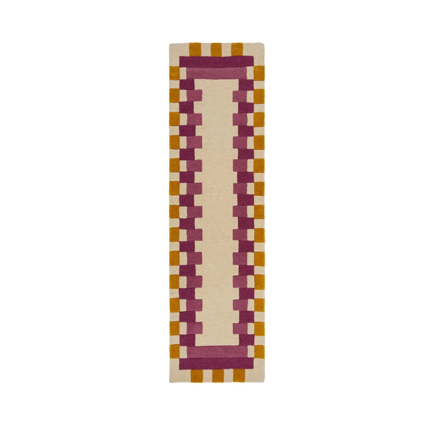 Flair Rugs Wollteppich Kai Wool Border 60 cm x 230 cm Beige-Rosa