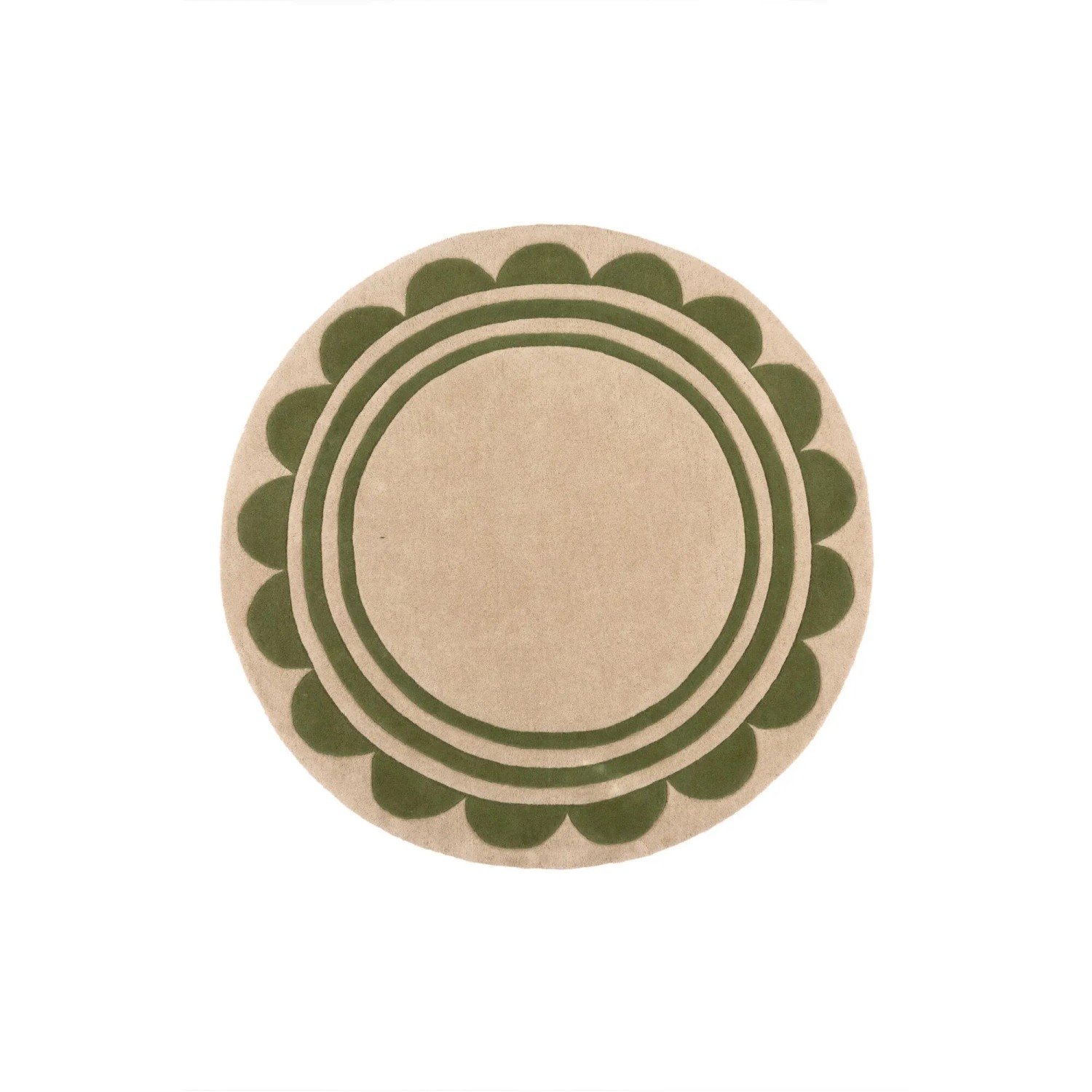 Flair Rugs Wollteppich Lois Ø 120 cm Beige-Grün