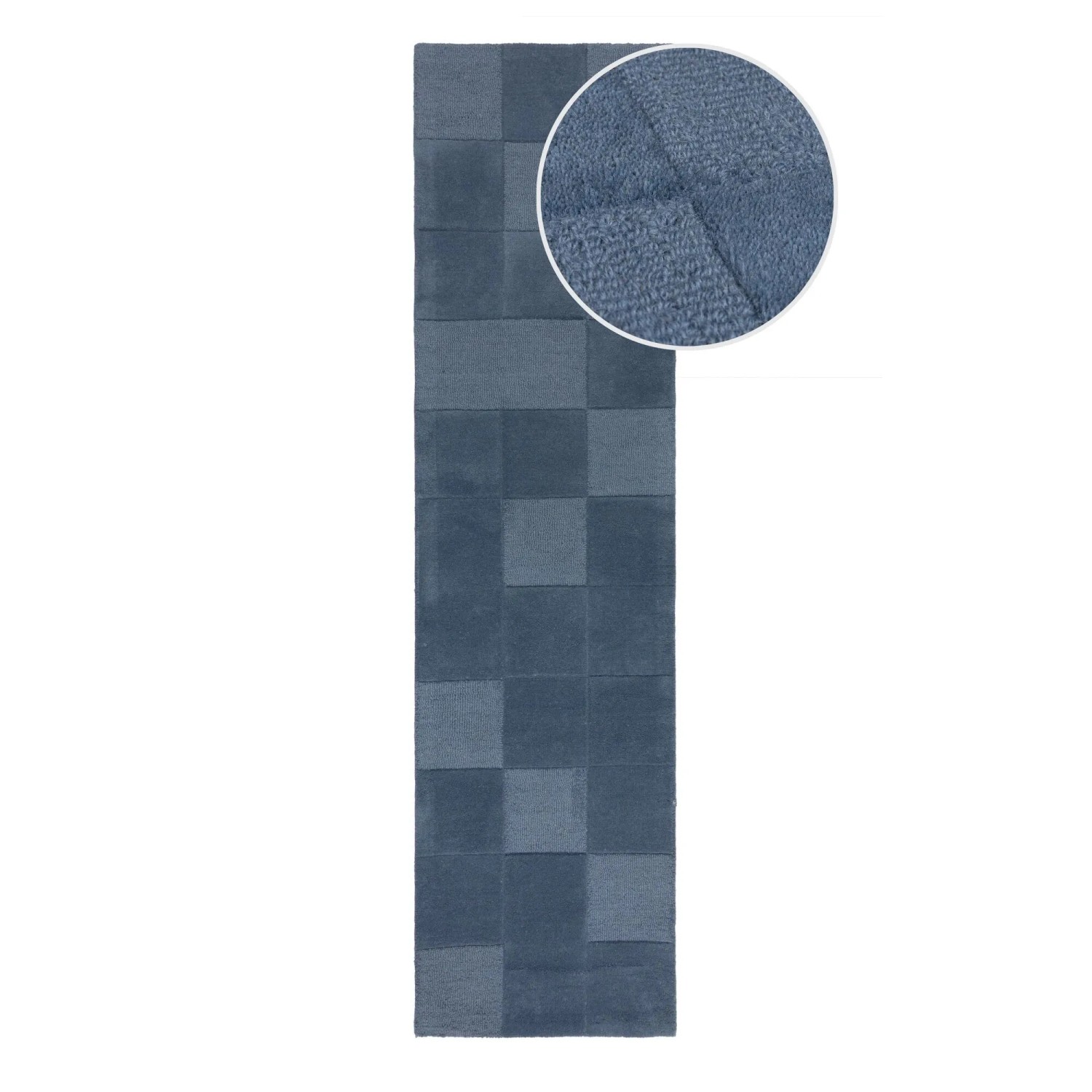 Flair Rugs Wollteppich Checkerboard 60 cm x 230 cm Blau