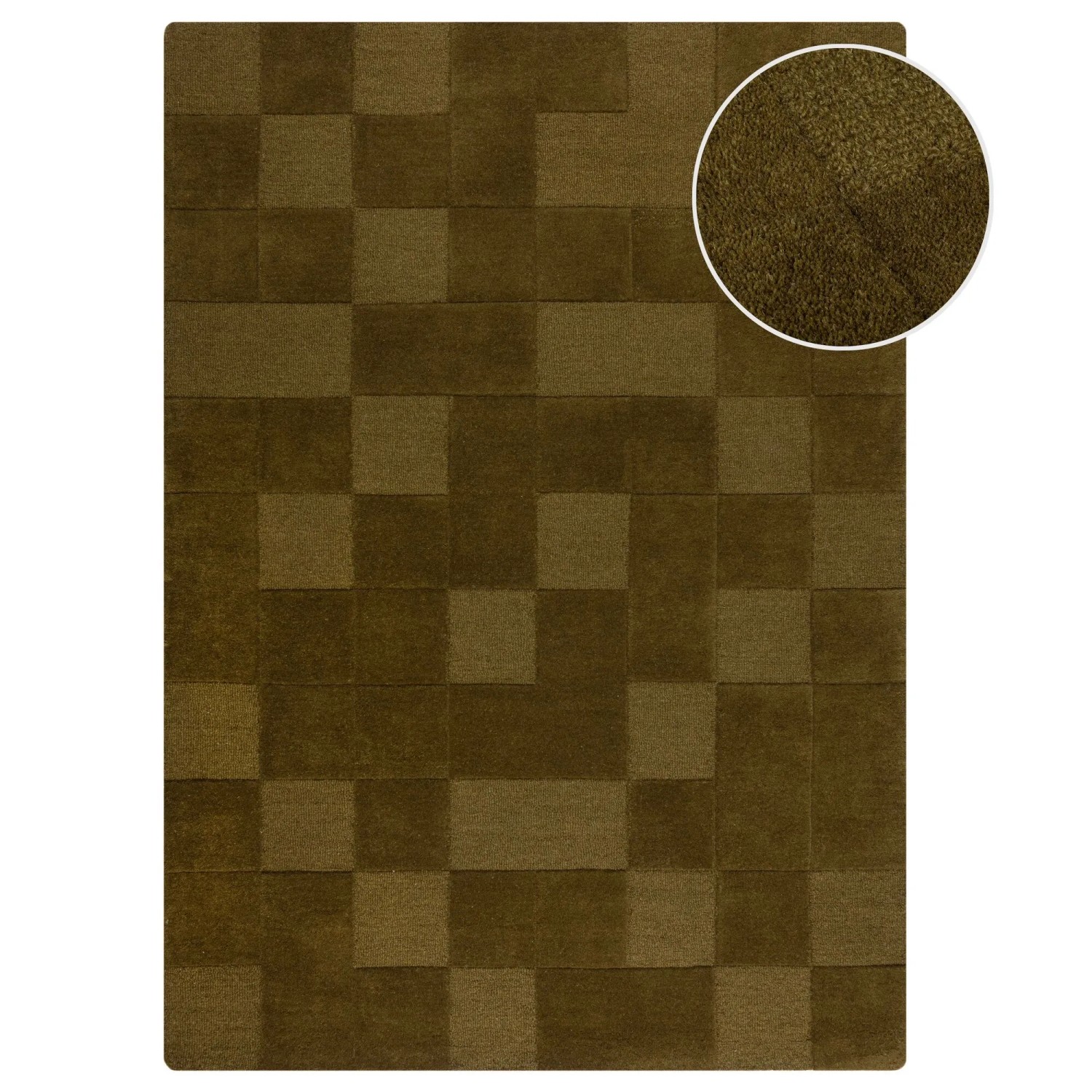 Flair Rugs Wollteppich Checkerboard 160 cm x 230 cm Grün