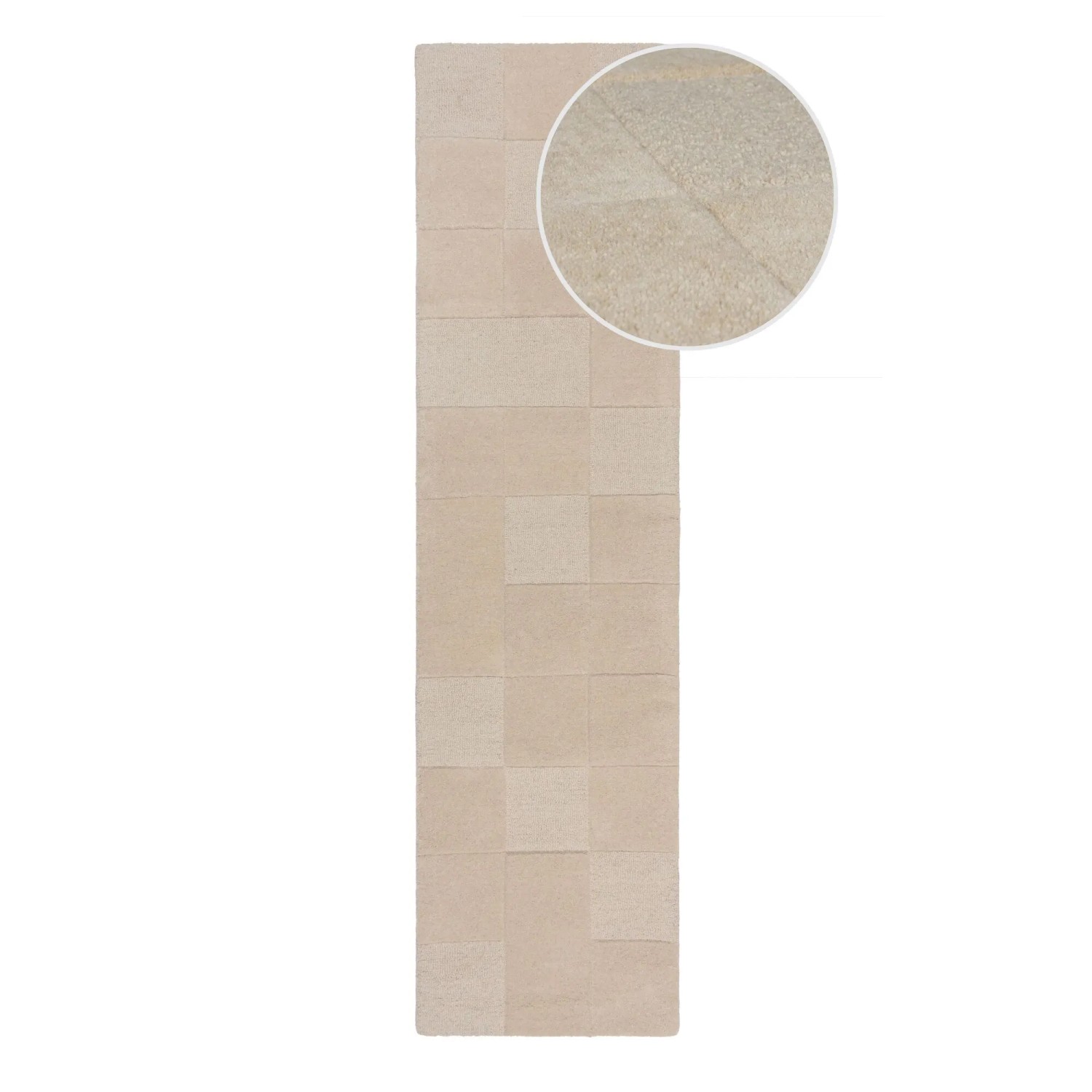 Flair Rugs Wollteppich Checkerboard 60 cm x 230 cm Natural