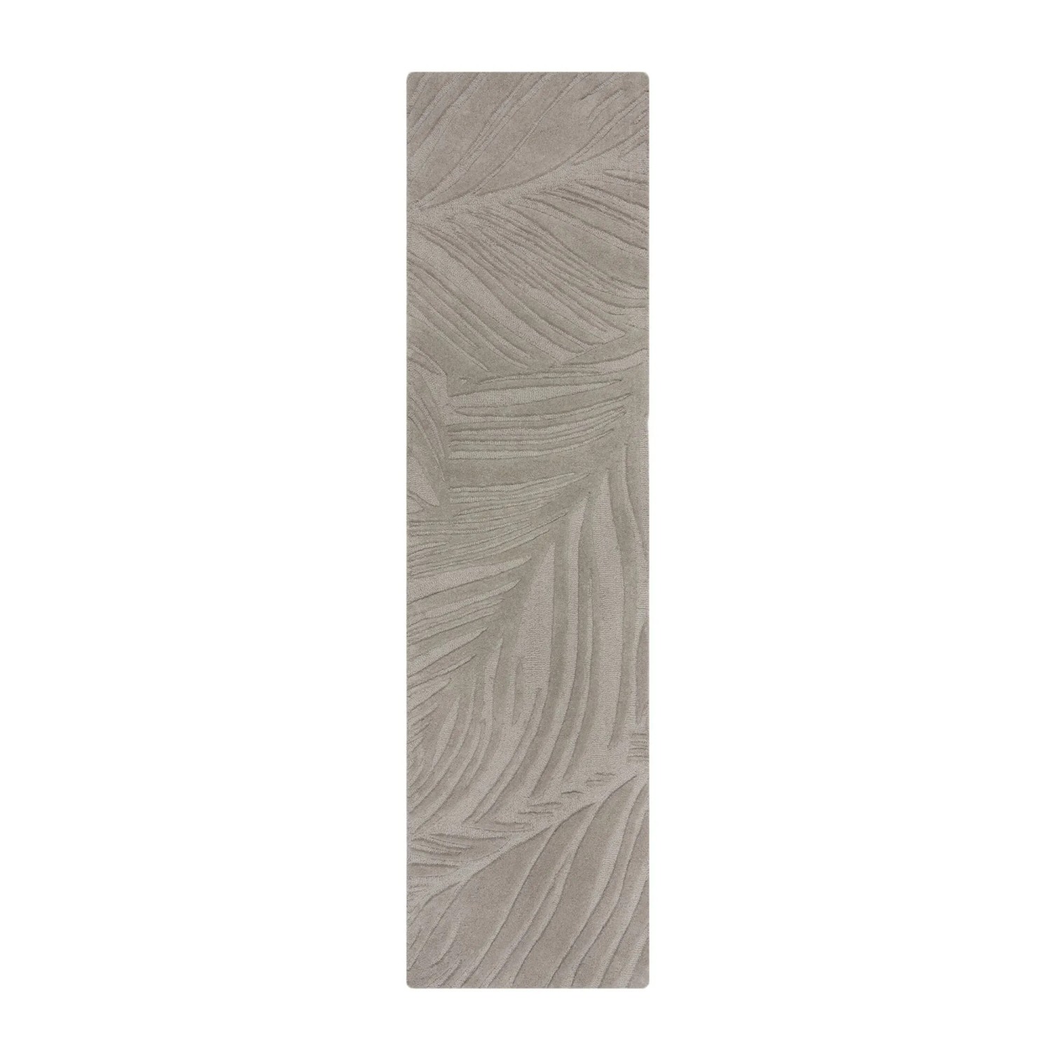 Flair Rugs Wollteppich Lino Leaf 60 cm x 230 cm Grau