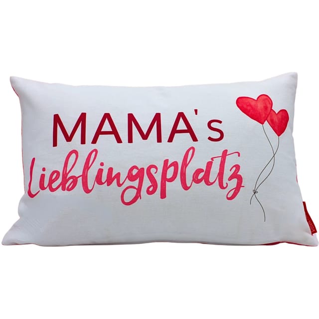 Dekohelden24 Zierkissen Sofakissen Kuschel Kissen Dekokissen Loungekissen Mamas Lieblingsplatz L/B/H 40 x 13 x 23 cm