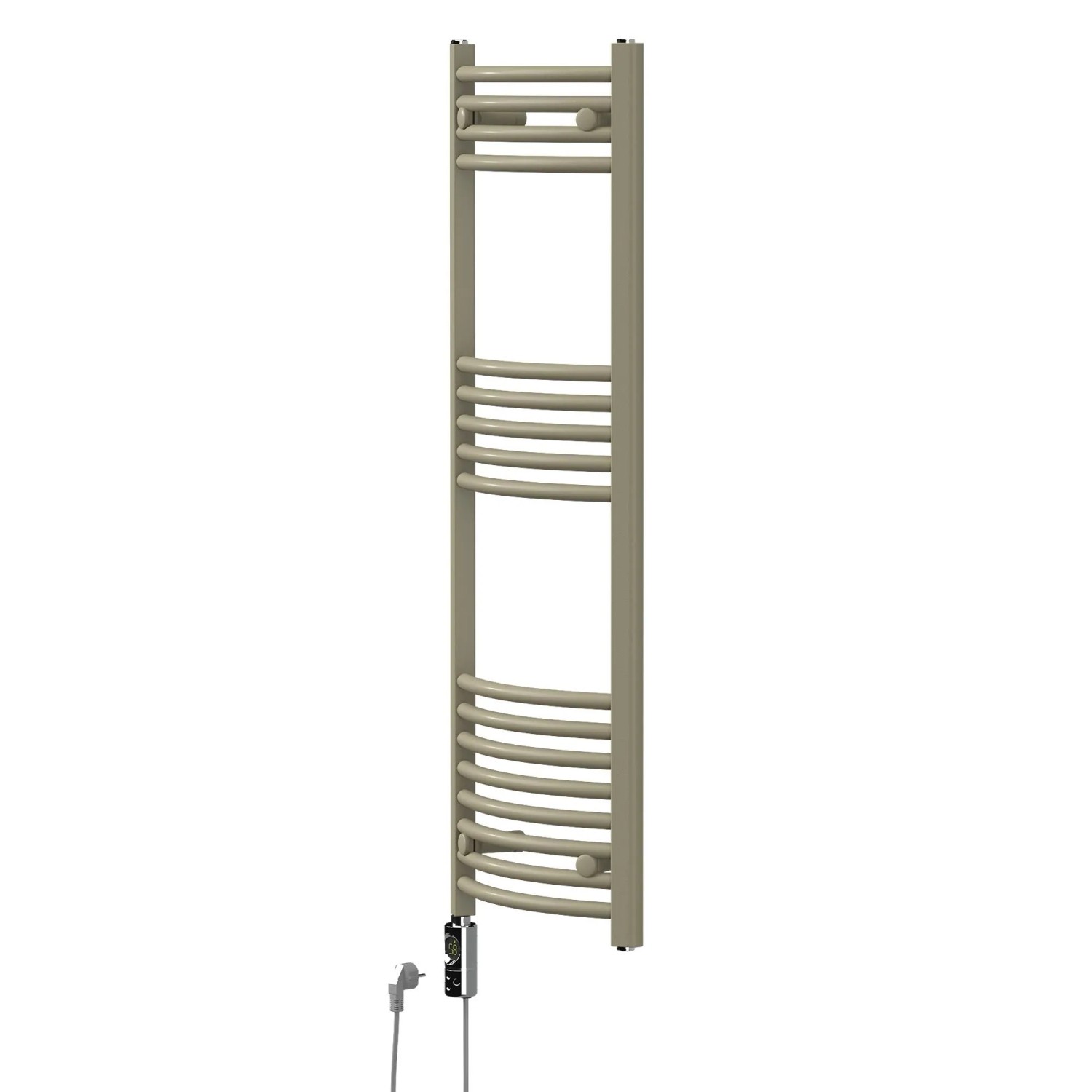 LuxeBath Handtuchheizkörper Elektrisch 600W Beige 400 x 1200 mm Badheizkörper Gebogen mit Seitenanschluss