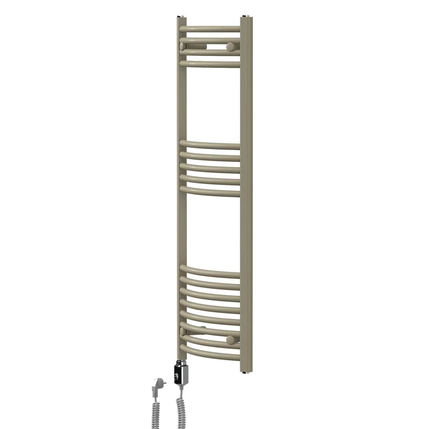 LuxeBath Handtuchheizkörper Elektrisch 600W 400 x 1200 mm Beige Badheizkörper Gebogen mit Seitenanschluss