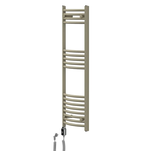 LuxeBath Handtuchheizkörper Elektrisch 600W 400 x 1200 mm Beige Badheizkörper Gebogen mit Seitenanschluss